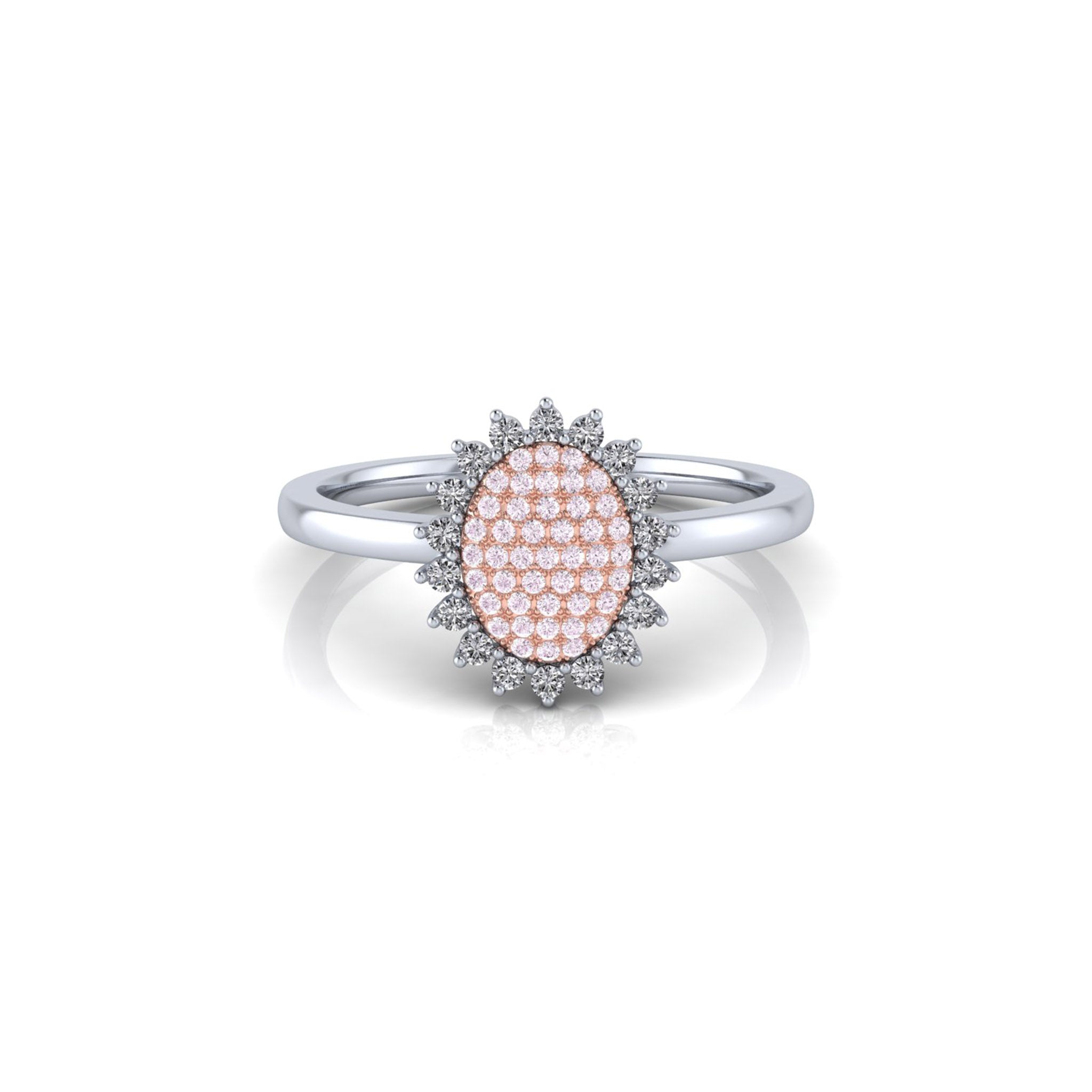 Eminence Pinks Sunflower Oval Pave Ring